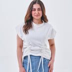 Side Drawstring Ribbed Top