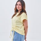Side Drawstring Ribbed Top
