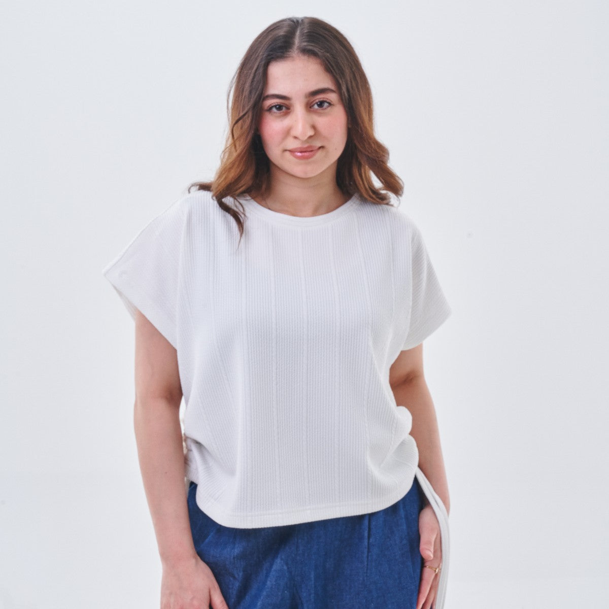Basic Ribbed Relaxed Top – White