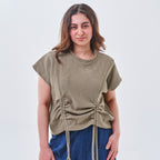 Side Drawstring Ribbed Top