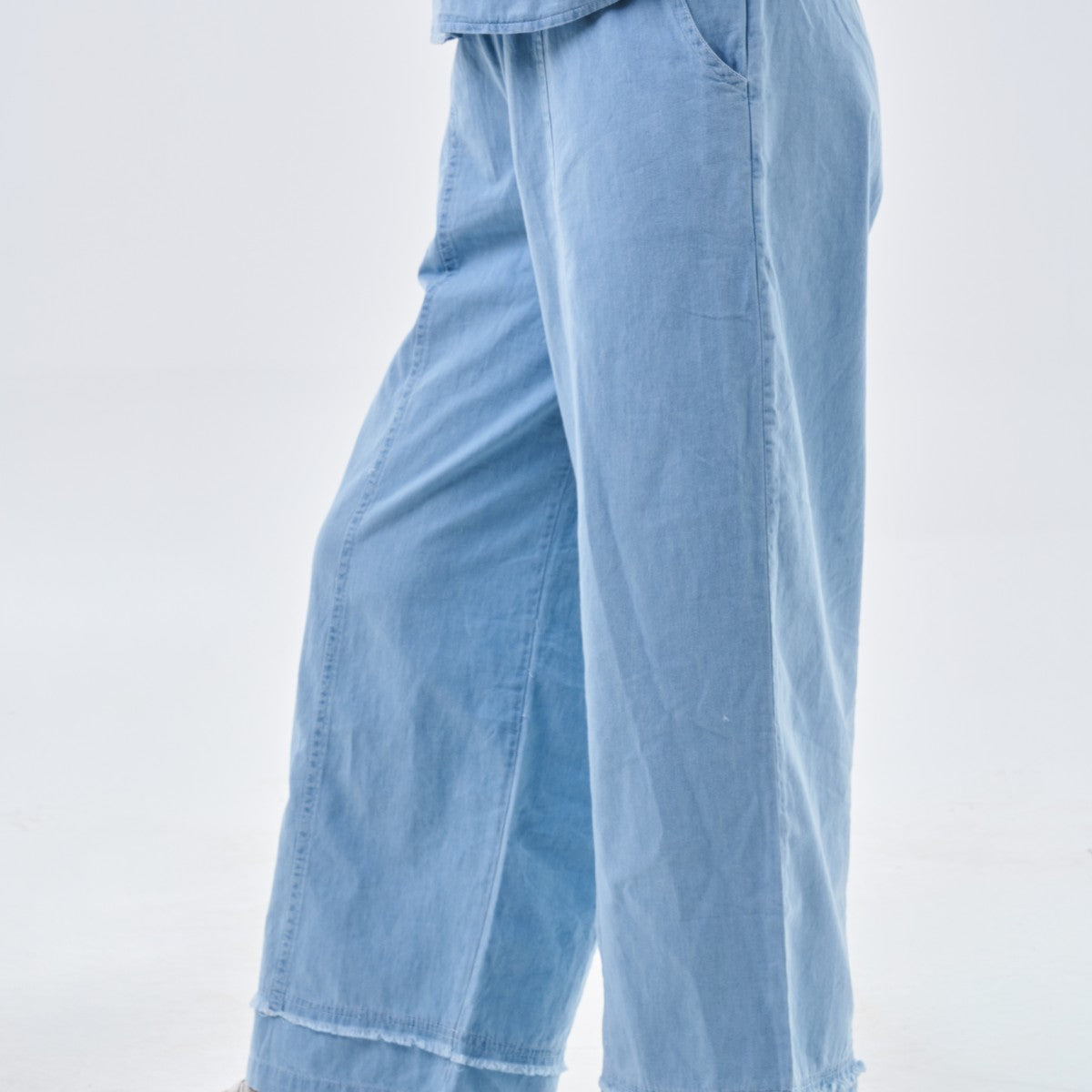 Raw Hem Wide-Leg Tencel Pants