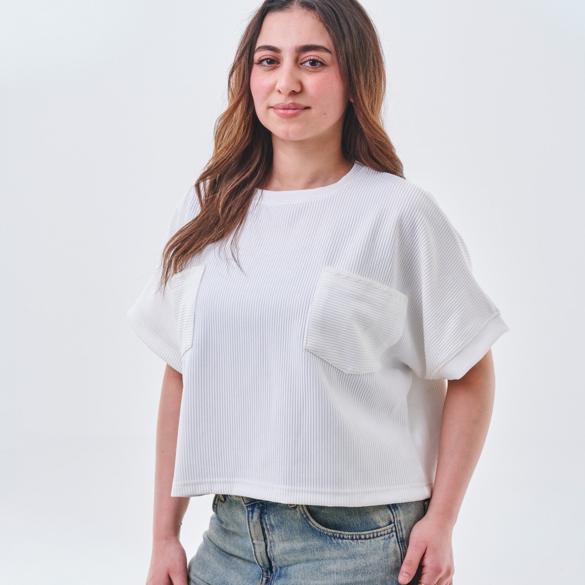 Ribbed Pocket Oversized Top
