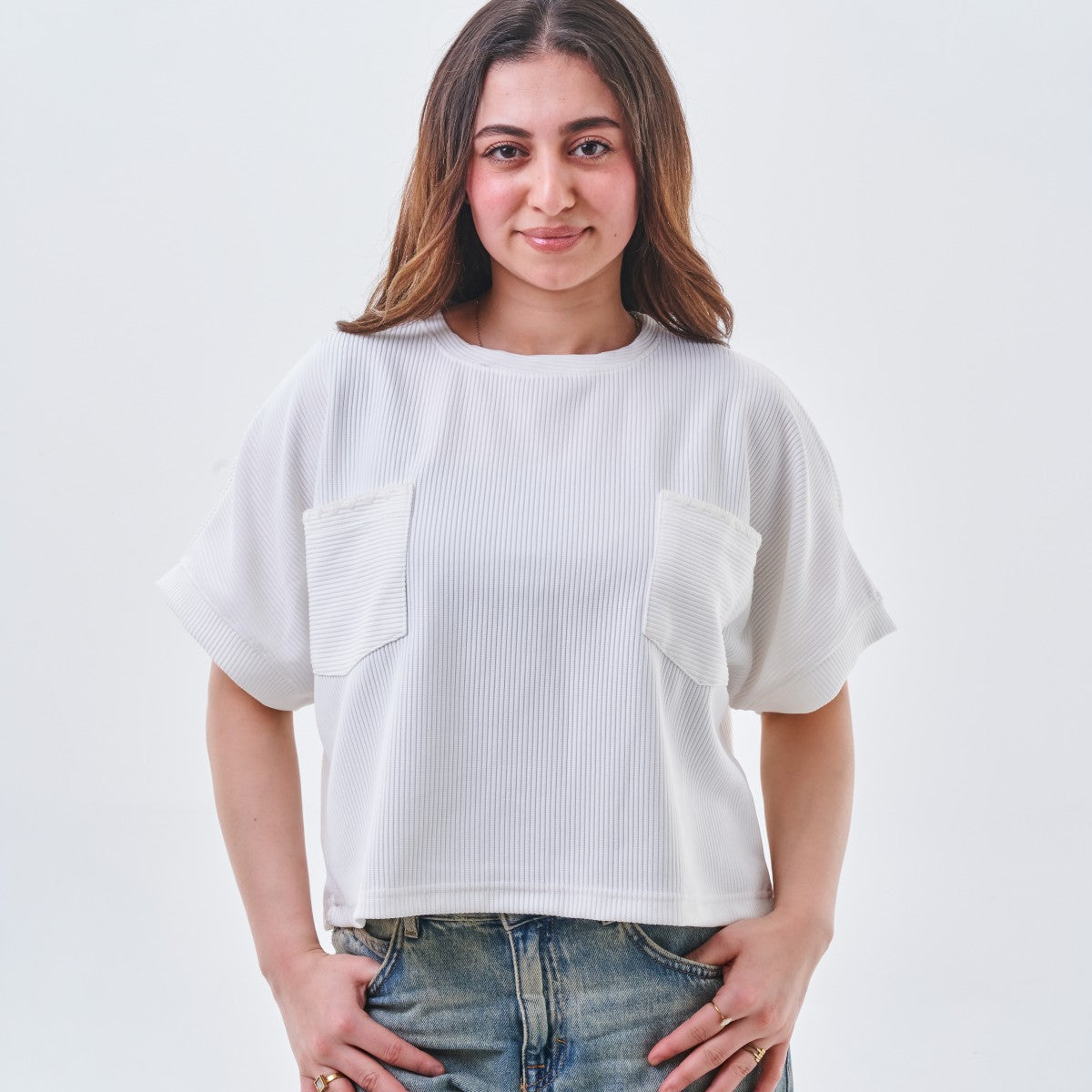Ribbed Pocket Oversized Top