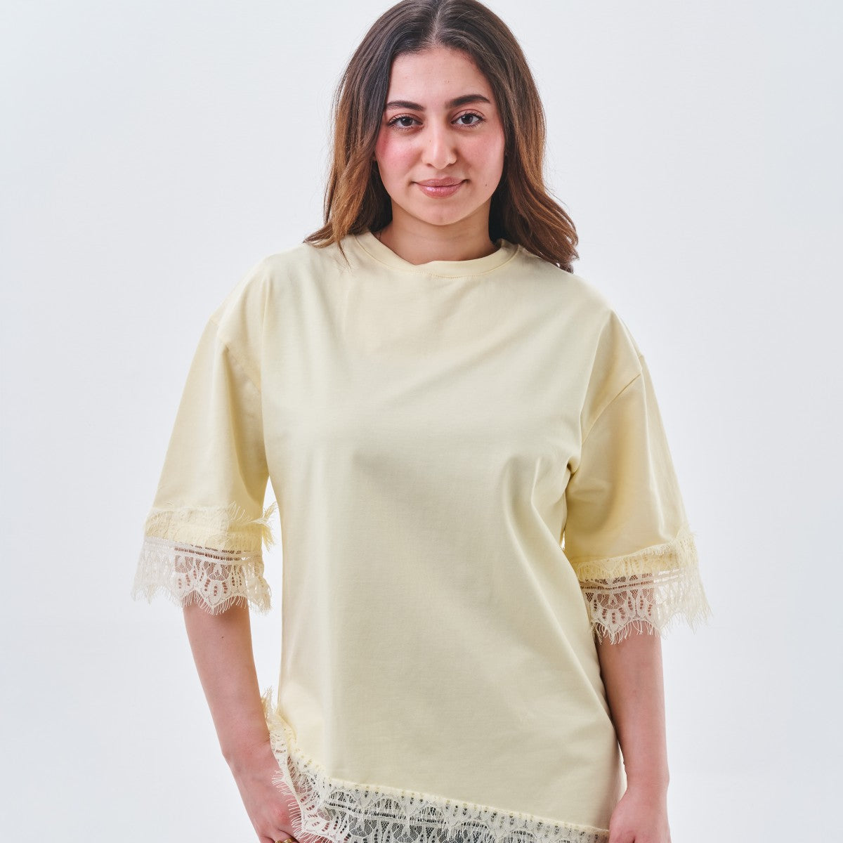 Lace Trim Oversized Top