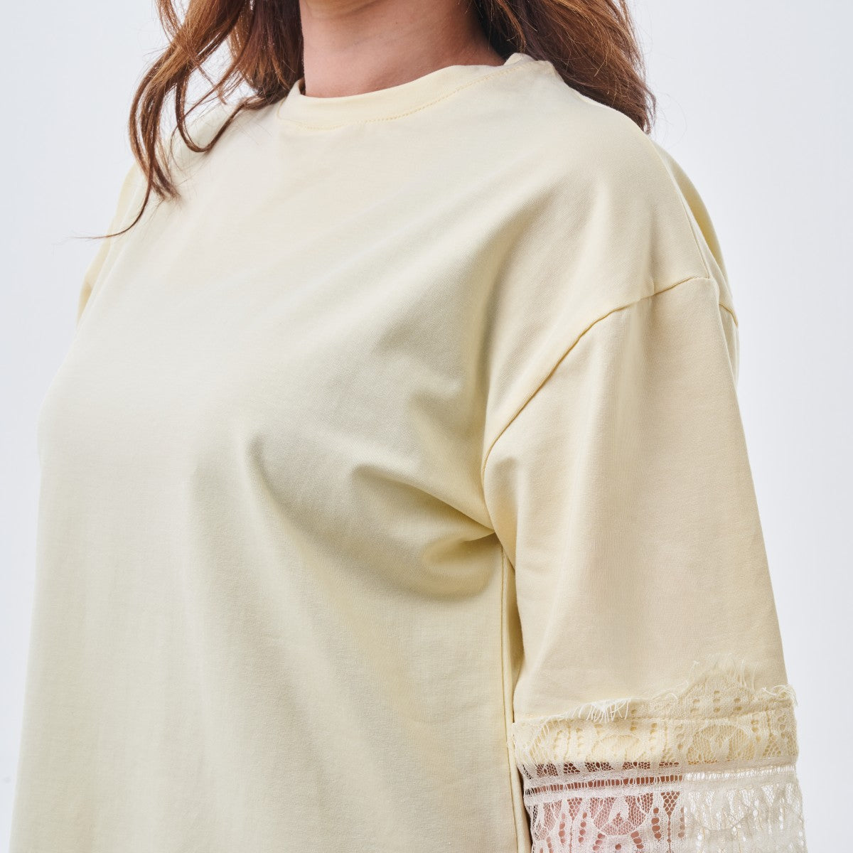 Lace Trim Oversized Top