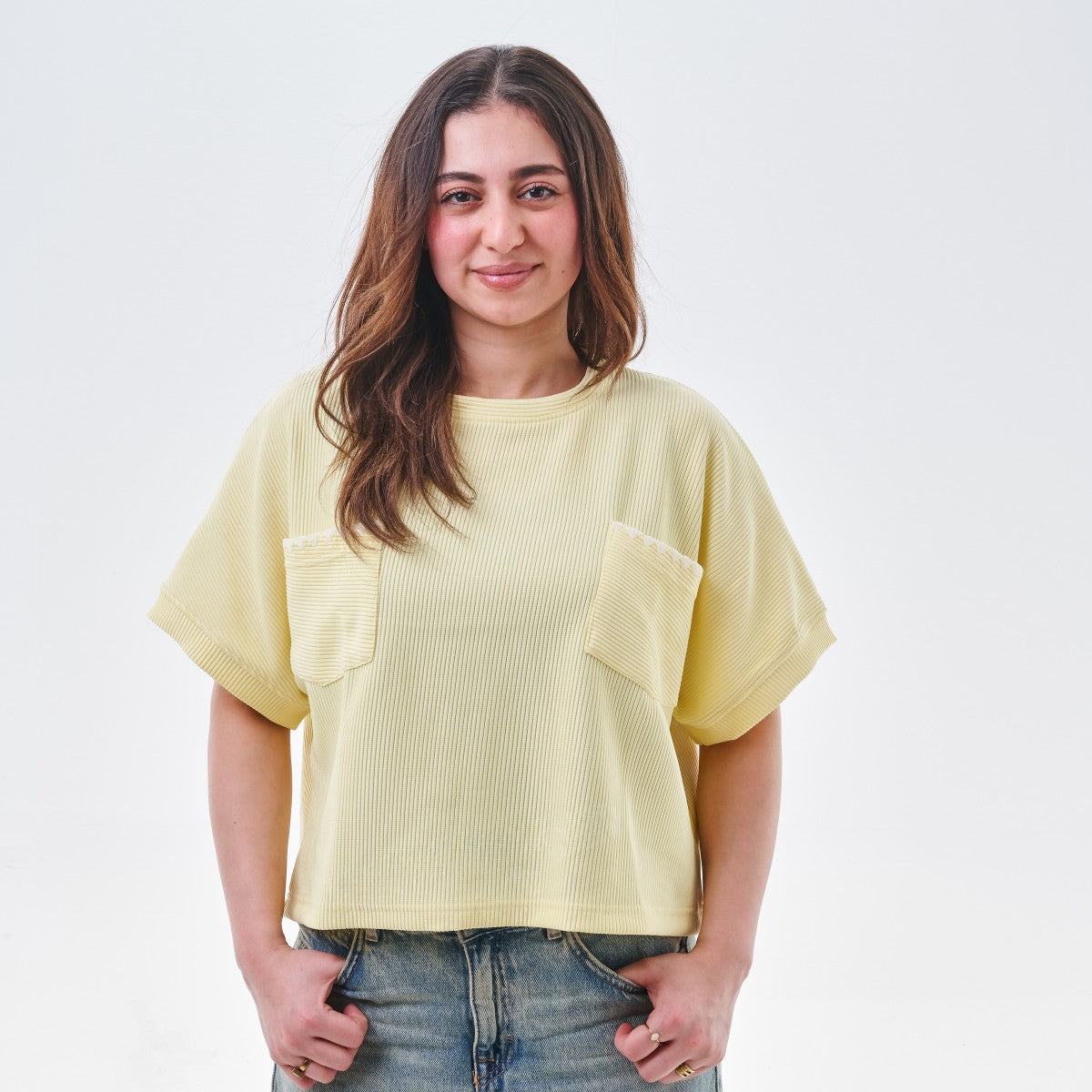 Ribbed Pocket Oversized Top