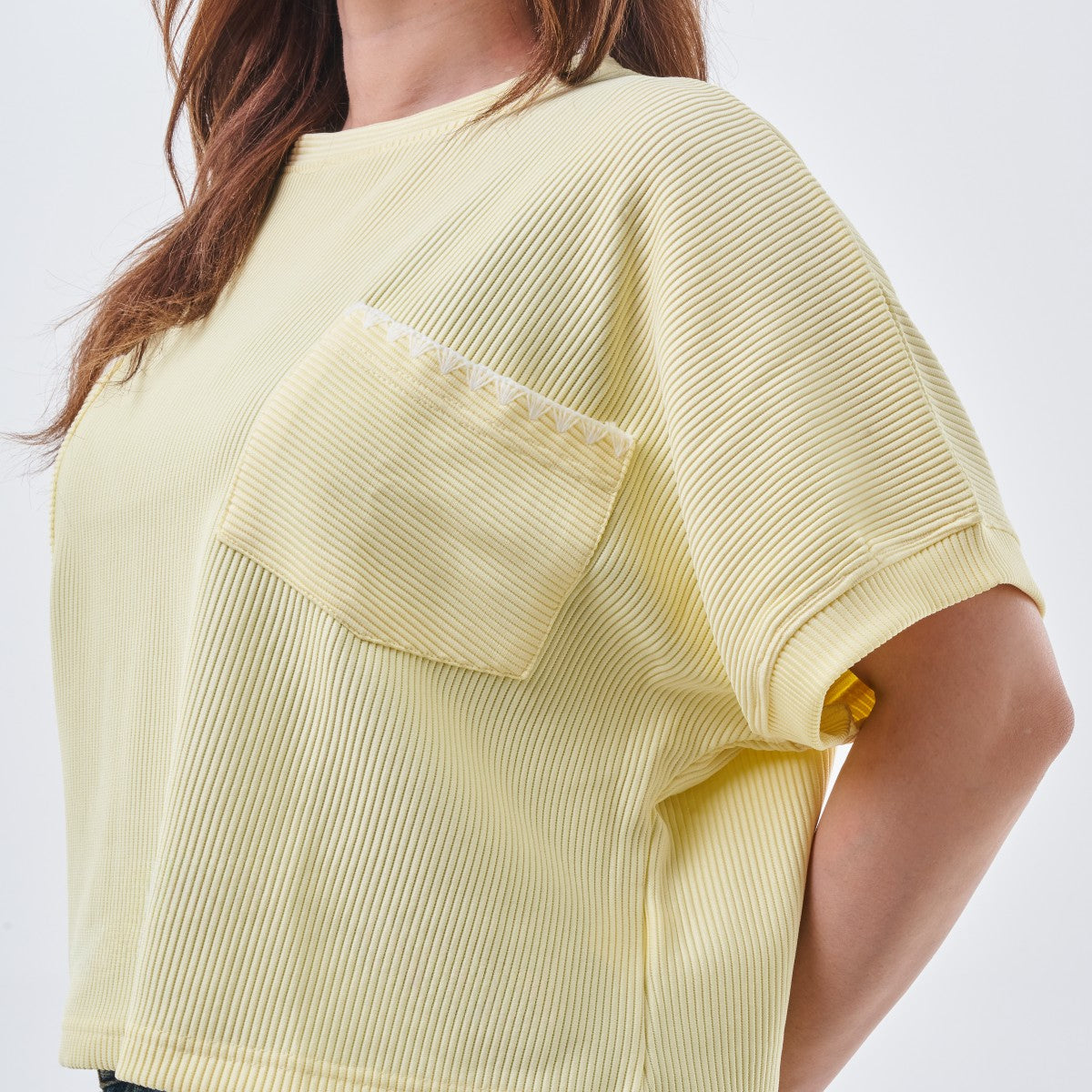 Ribbed Pocket Oversized Top