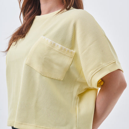 Ribbed Pocket Oversized Top