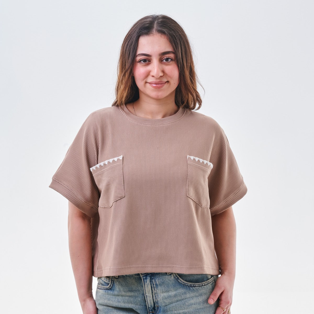 Ribbed Pocket Oversized Top