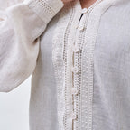 Ivory Textured Balloon Sleeve Blouse