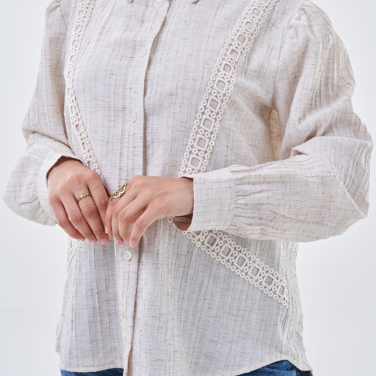 Textured Lace Detail Shirt