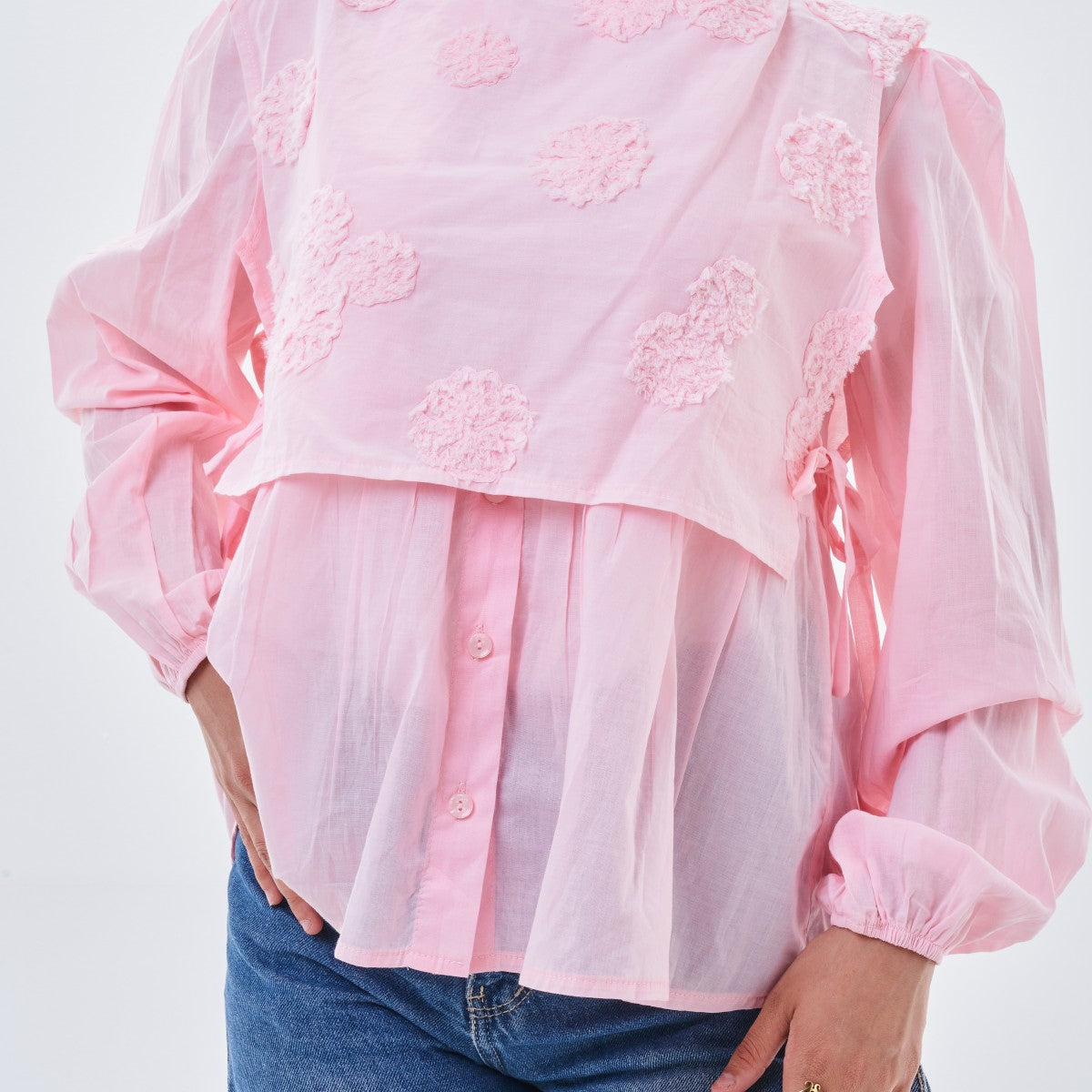 Lace Detail Cropped Blouse